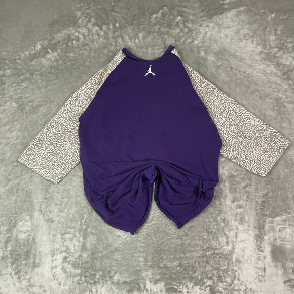 Jordan blue/grey elephant print 3/4 sleeve #23 streetwear tshirt womens Medium - Picture 2 of 8